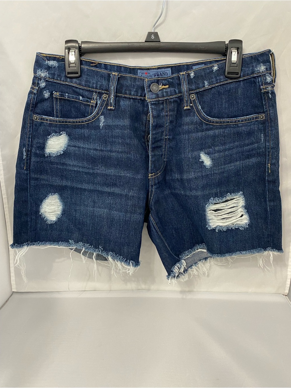 Distressed Dark Blue Denim Shorts - Women